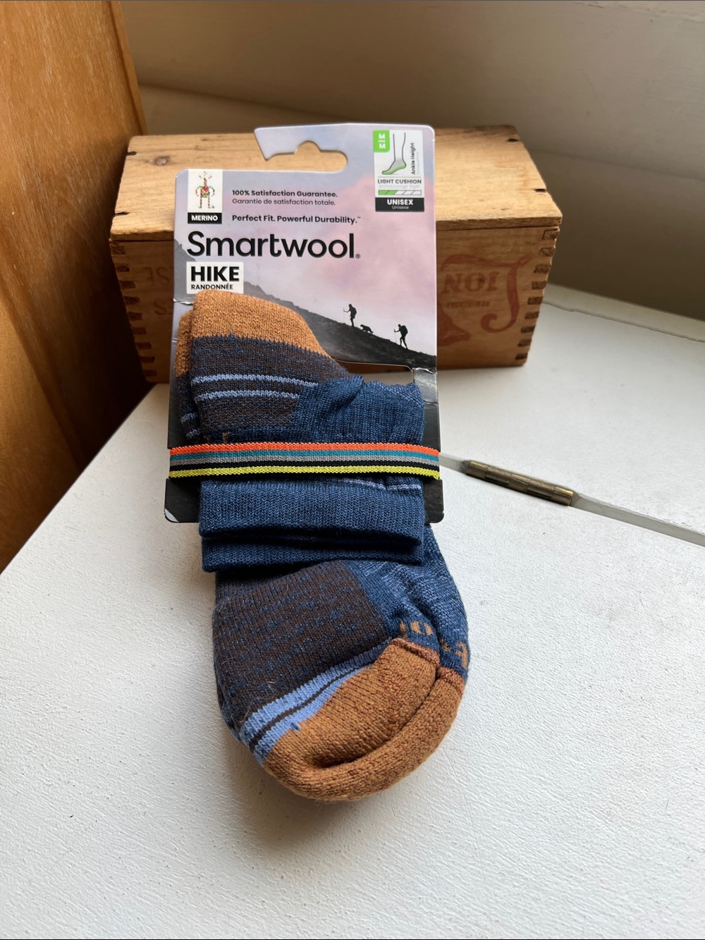 Smartwool Hike Crew Socks - Navy Blue & Brown size Medium